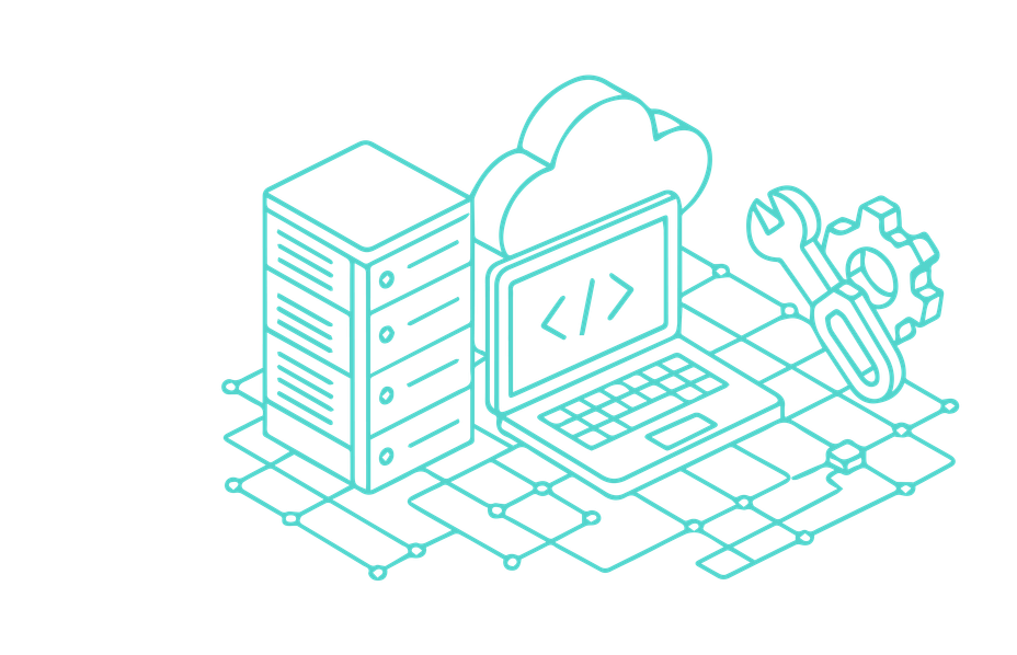 Illustration of a laptop and cloud representing Drupal migration tools.