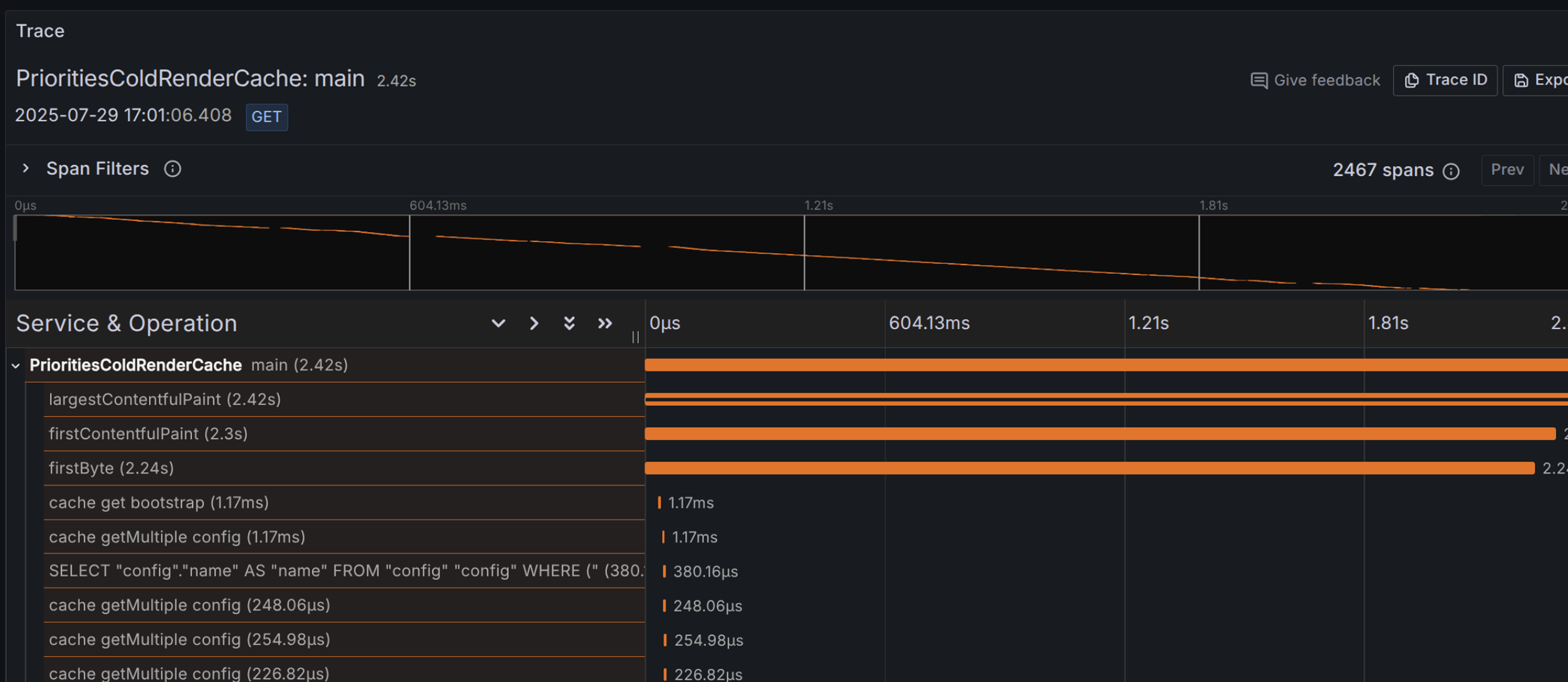 Screenshot showing Gander performance tracing to identify bottlenecks.